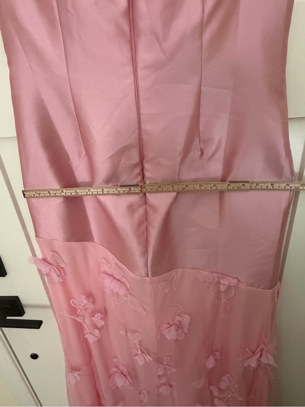 Fashion Nova Strapless Satin & Tulle Pink Floral Gown - Picture 11 of 12